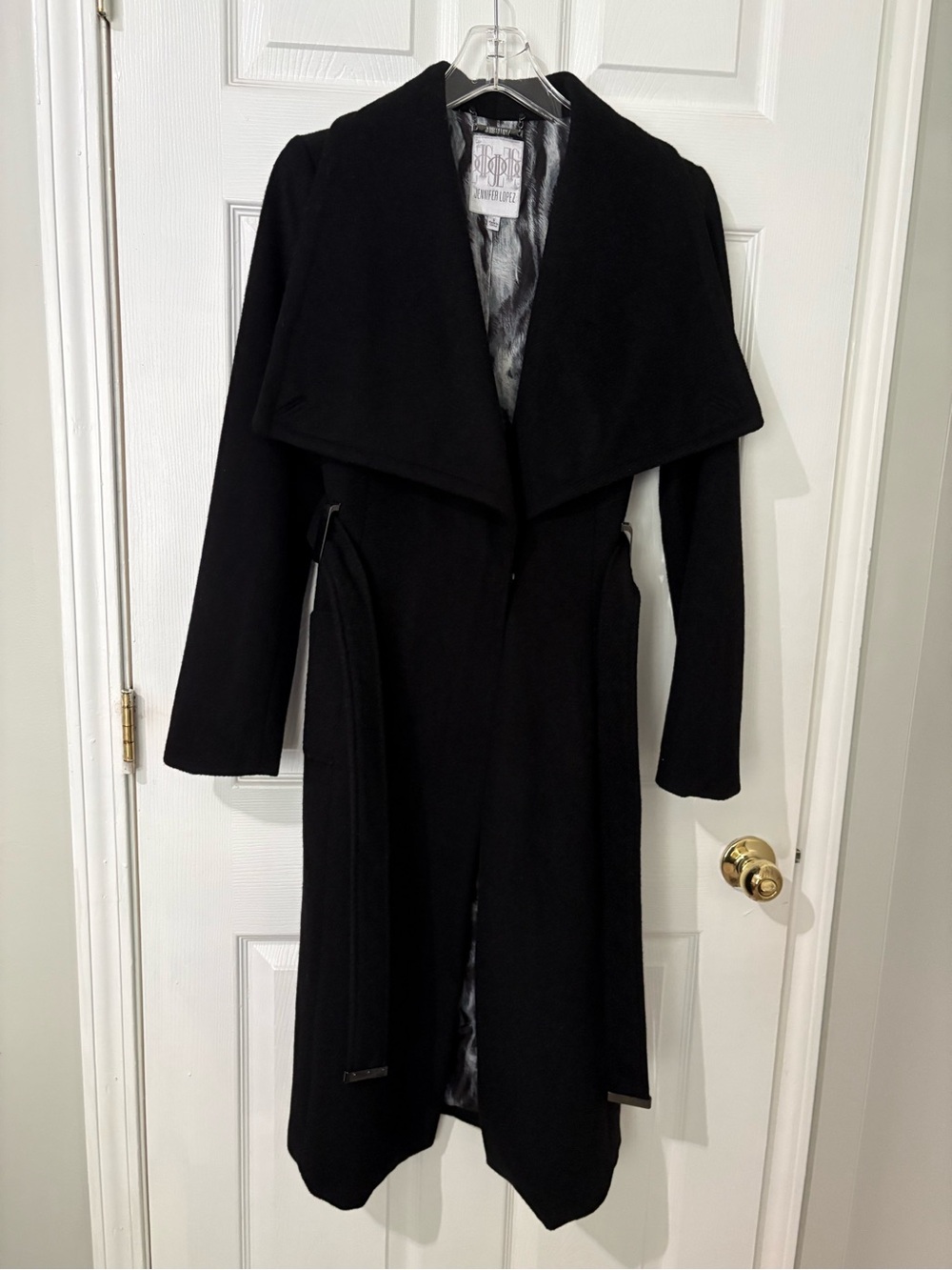 Jennifer Lopez Women's Wool Blend Coat Black Button-Up Long
Trench Size Small
